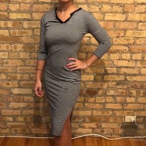 Stripped midi dress